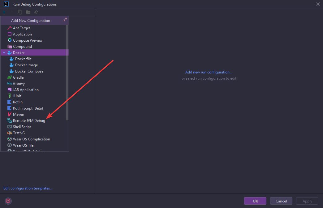 Creating the debug configuration