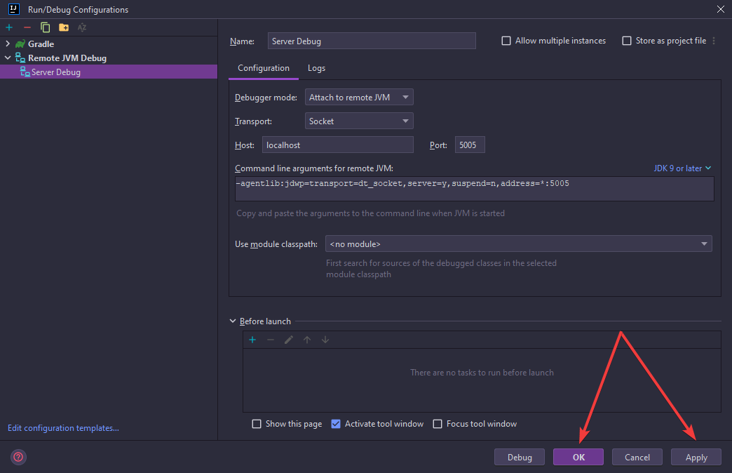 Saving the run configuration